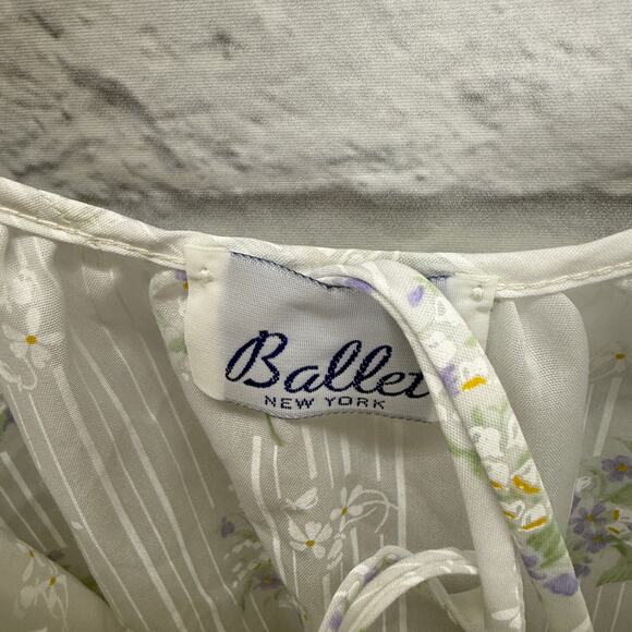 Vintage Ballet Peignoir Set Size M White Floral Cotton Blend Robe Gown Short New - Picture 6 of 12